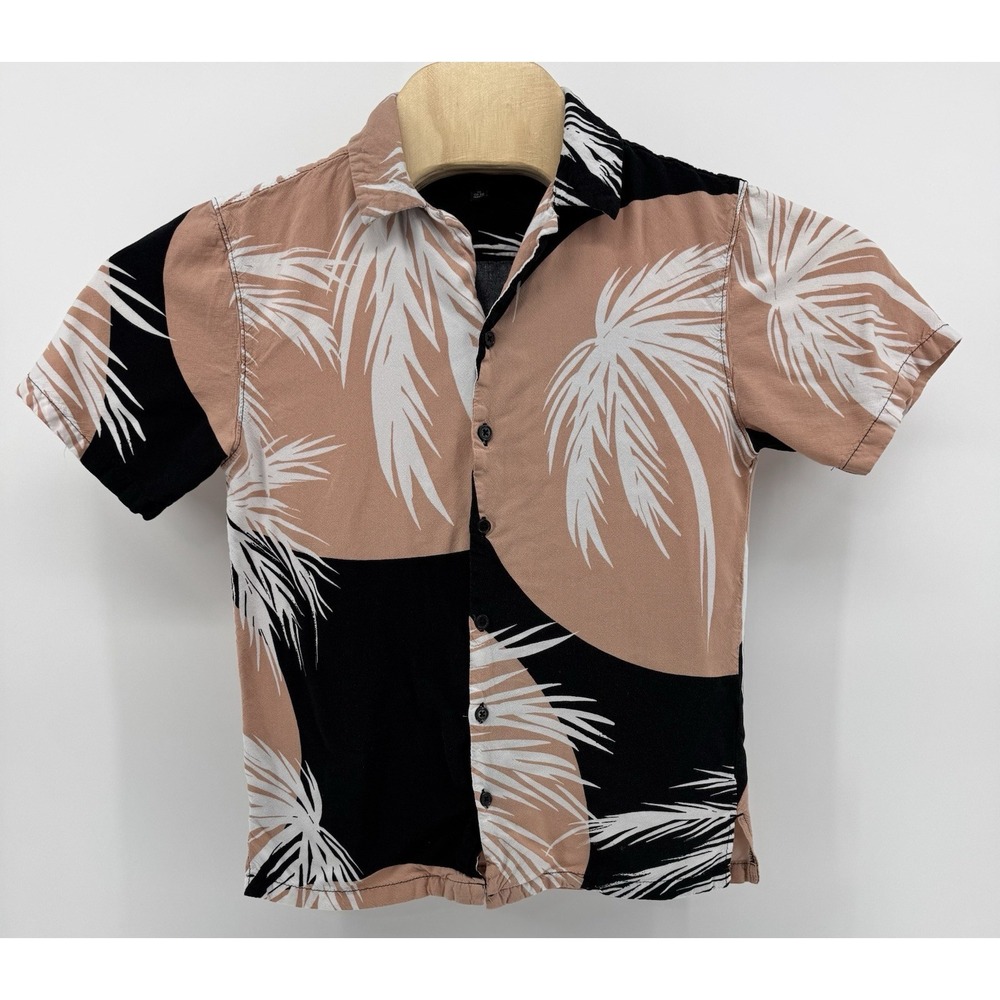 No Boundaries Hawaiian Shirt Men's Size XS Rayon Floral Tropical Palm Tree Aloha